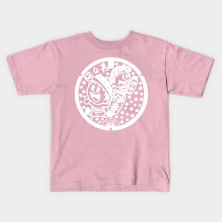 Hanawa drain cover - Japan - white design, back print Kids T-Shirt